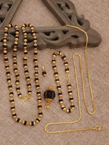 gold plated v mala,brac,chain & 2 pen