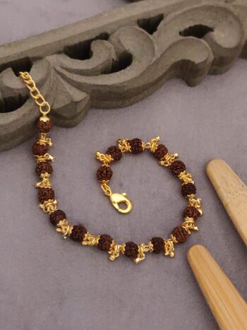 Gold Plated Female Designer Rudraksh Bracelet