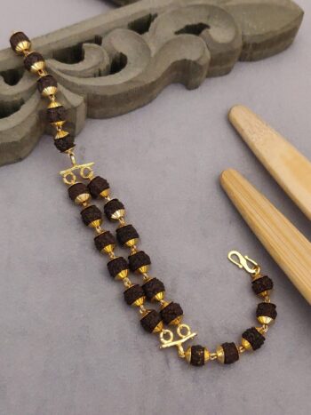Gold plated double line Rudraksh bracelet