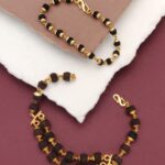 m_Couple bracelet Gold plated double line + gold plated female bracelet