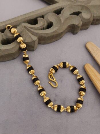 Gold plated Rudraksh vertical bracelet