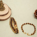 Couple gold plated rudraksh designer bracelet
