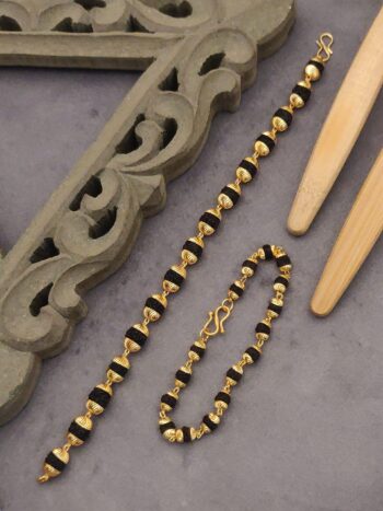 Couple Gold plated vertical rudraksh bracelet
