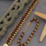 Couple gold plated rudraksh designer bracelet