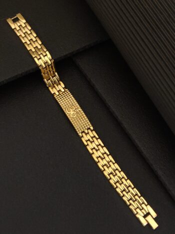 Gold Plated texture ohm bracelet