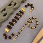 Couple Gold plated rudraksh double line + gold plated female bracelet