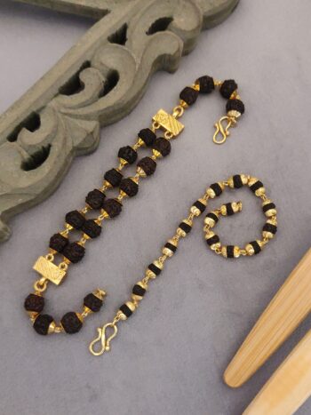 Couple Gold plated rudraksh double line + gold plated female bracelet