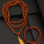 108 beed orange rudraksh jap mala+bracelet