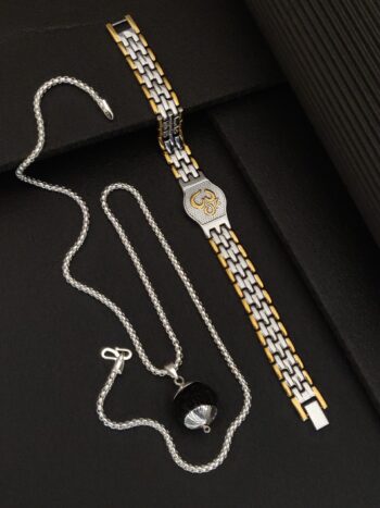 Silver plated Ohm bracelet+pendnt+chain