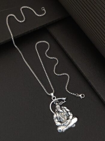 Silver Plated shree hanuman pendent with chain