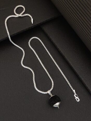 Silver plated 5 mukhi Rudraksh with silver plated chain