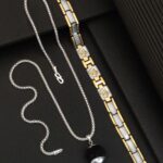 Gold Silver 3 name Ohm bracelet+Chain+Pendant