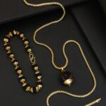 Gold Plated V Rudraksh Brac+Pend+Chain