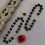 2 black geru color regular rudraksh bracelet + 2 pendents