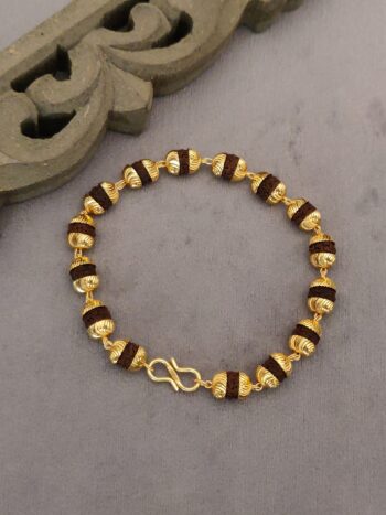 Gold Plated Brown V Rudraksh Bracelet