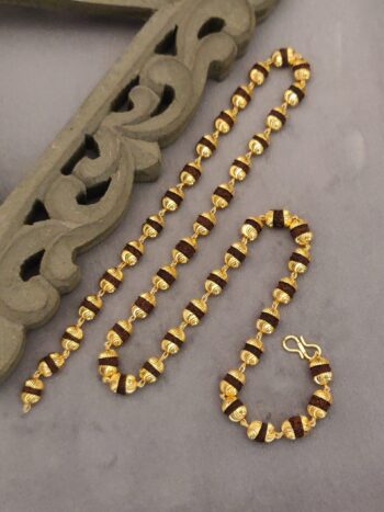 Gold Plated V Brown Rudraksh mala