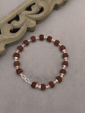 Silver Plated Brown Rudraksh Bracelet