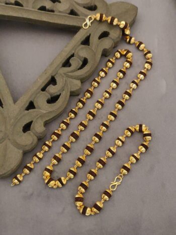 Gold plated brown Rudraksh V mala and Bracelet