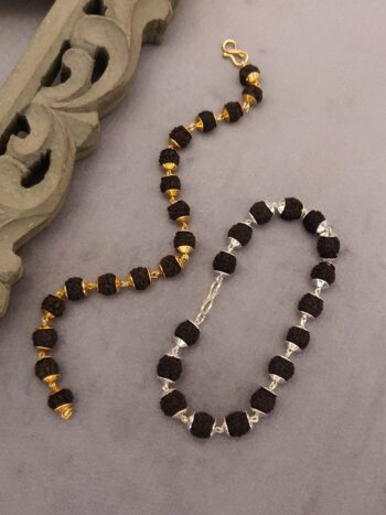 combo gold & silver plated rudraksh bracelet