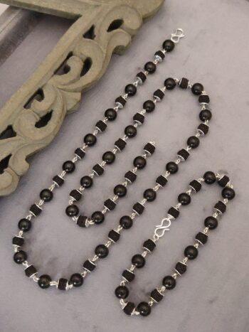 combo silver plated rudraksh karungali mala + bracelet