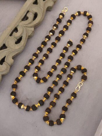 Gold Plated Rudraksh Mala + Bracelet