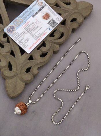 Silver plated 7 mukhi Rudraksh with 914 silver plated chain