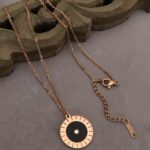 Black Sun Dial Rose Gold Pendant with Chain