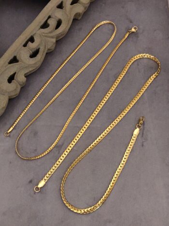Couple Gold plated Flat design Chain Combo Set